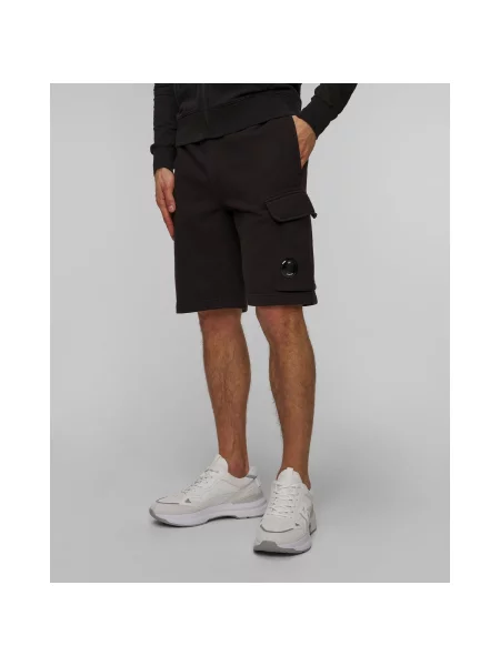 Pantaloni Scurți Pentru Bărbați C.p. Company Cotton Diagonal Fleece Cargo Shorts negri