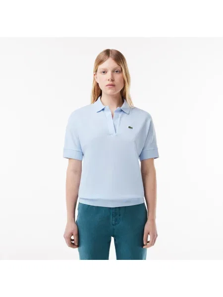 Lacoste поло Loose Fit блакитне