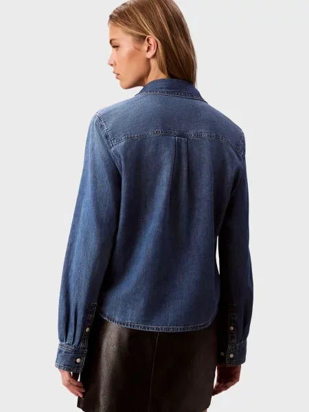 Укорочена сорочка Calvin Klein Jeans синя