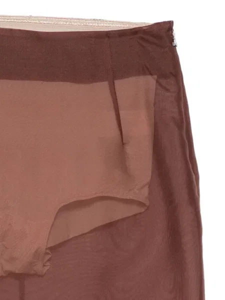 Fustă midi Patrizia Pepe din organza maro