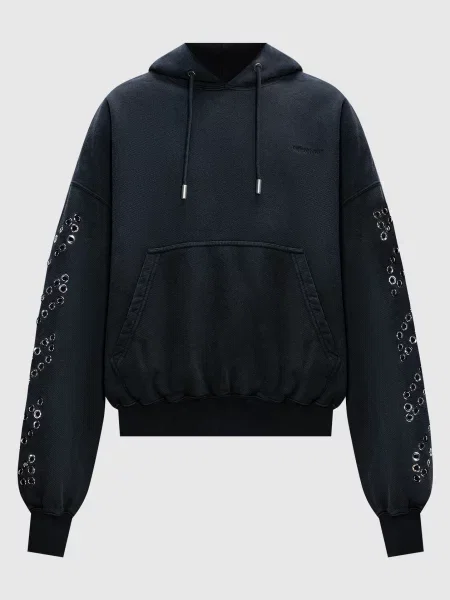 Худі з люверсами з логотипом Off-white сіре
