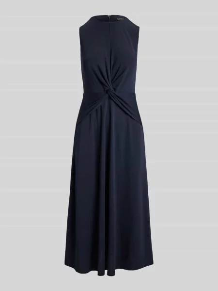 Sukienka z detalem w postaci węzła w talii Lauren Ralph Lauren granatowa