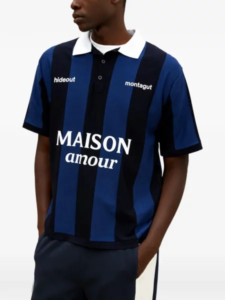 Tricou polo Maison Hideout cu imagine albastru