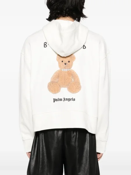 Hanorac cu glugă Palm Angels cu autograf alb
