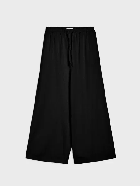 Sinsay Oversize kalhoty z viskózy s příměsí lnu černá