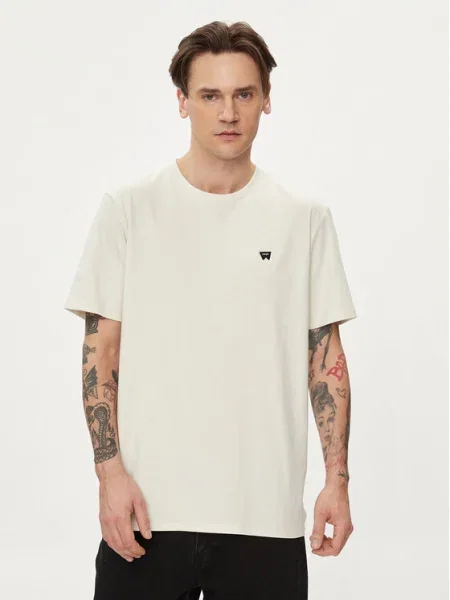 Wrangler Tricou Sign Off Écru Regular Fit alb