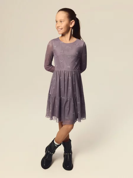 Reserved Rochie din tul cu fundițe violet-prună violet