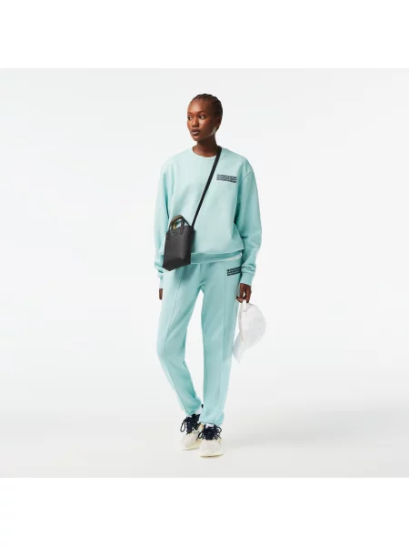 Lacoste Aktywny Sweter Oversize Z Okrągłym Dekoltem I Nadrukiem W Kolorze Jasnozielonym zielony