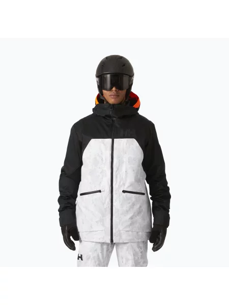 Lyžařská bunda Helly Hansen Straightline Lifaloft grey fog snow camo aop bílá