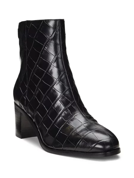 Kožené členkové topánky Lauren Ralph Lauren Cassie čierna
