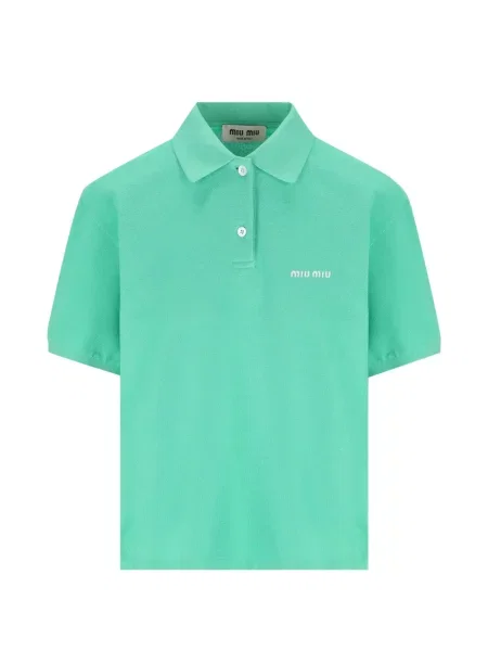 Tricou polo Miu Miu cu autograf verde