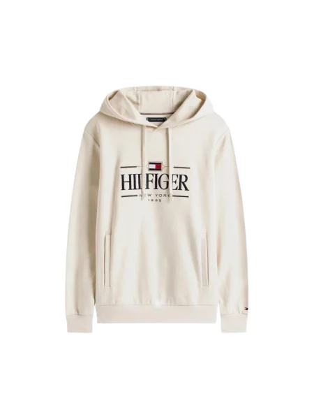 Bluza z kapturem Tommy Hilfiger z kapturem beżowa