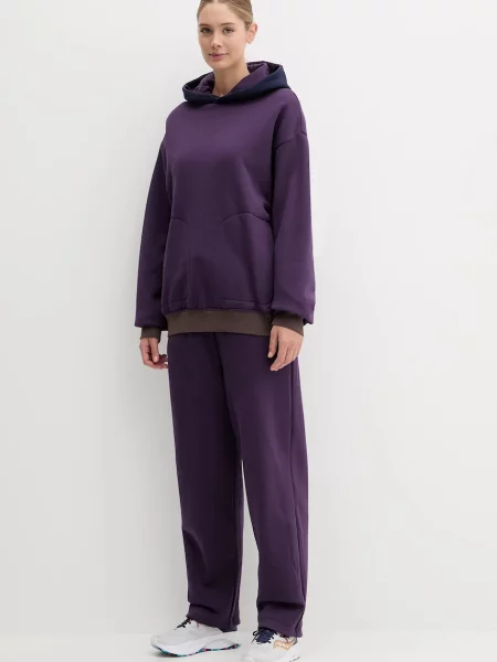 Oboustranná mikina Emporio Armani s kapucí hladká fialová