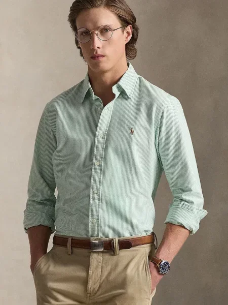 Polo Ralph Lauren koszula regular z kołnierzykiem button-down zielony