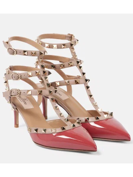 Usnjene lakirane salonarji Valentino Garavani roza