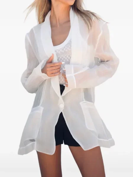 Μεταξωτός μπλέιζερ Tessitura Body Couture λευκό