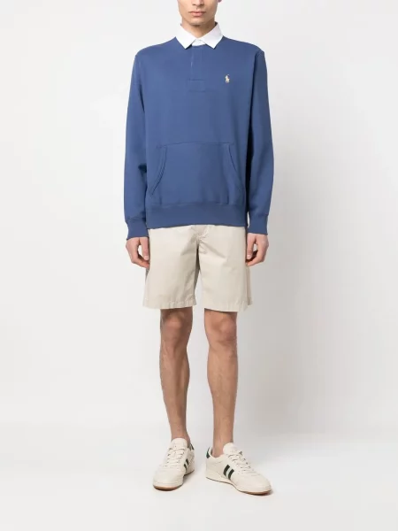 Haftowana krótka koszulka Polo Ralph Lauren w paski niebieska