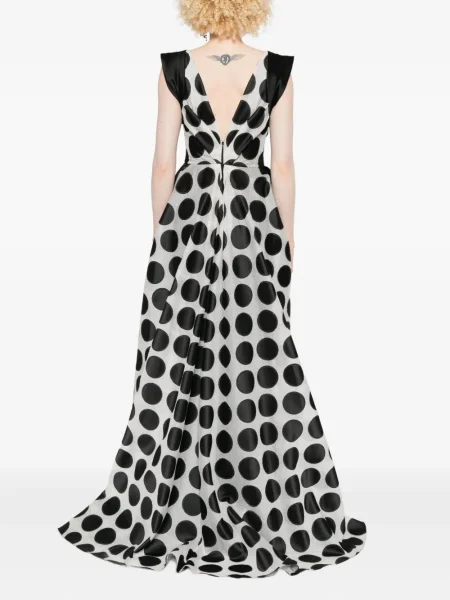 Rochie maxi Gemy Maalouf cu buline cu volane de costum alb