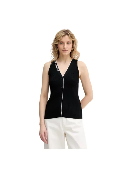 Dzianinowy top Karl Lagerfeld czarny