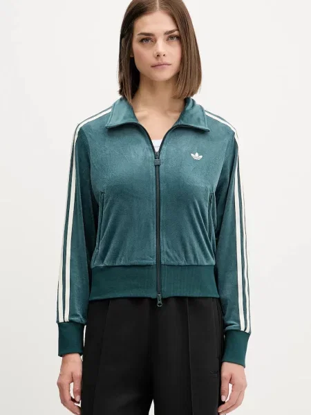 Adidas Originals bluza welurowa Fb Liberty Tt z aplikacją zielony