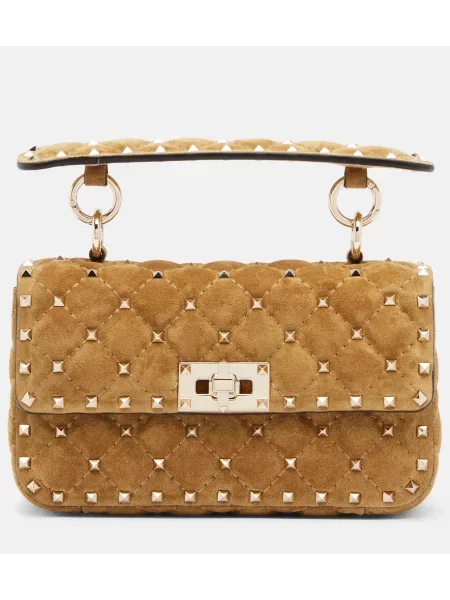 Top Valentino Garavani din piele de căprioară bej