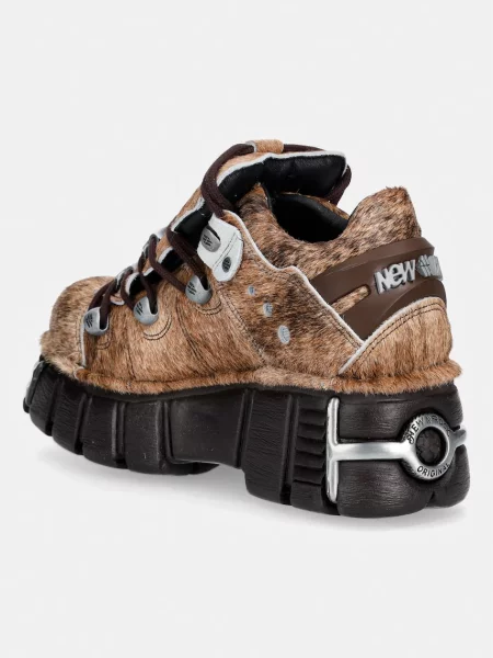 New Rock buty skórzane PELO NATURAL MARRON-BLANCO + IMPERFECT TOWER MARRON TORNILLOS brązowe