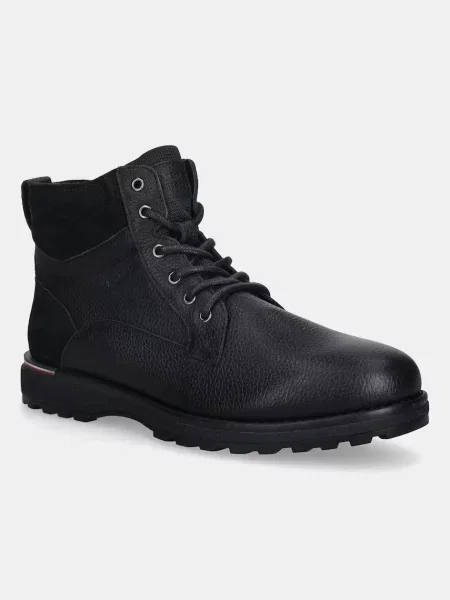 Usnjeni čevlji Tommy Hilfiger CORPORATE W LTH LACE BOOT črna