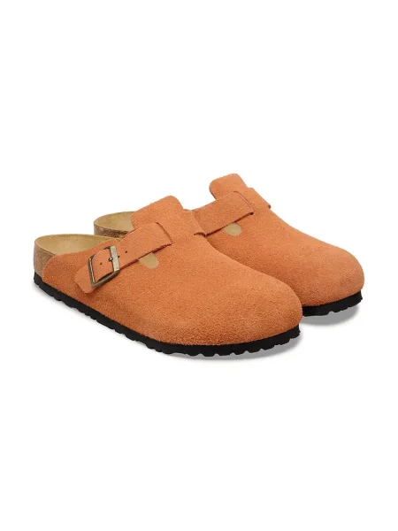 Semišové pantofle Birkenstock Boston oranžové