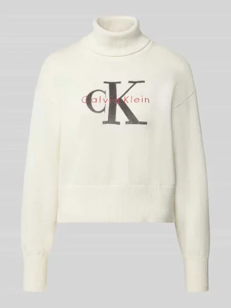 Sweter w kroju regular fit z czystej bawełny Calvin Klein Jeans biały