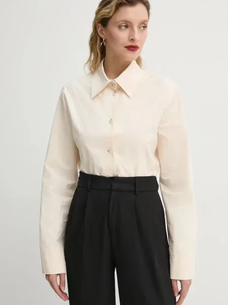 Nanushka body ALISKA regular z kołnierzykiem klasycznym beżowy