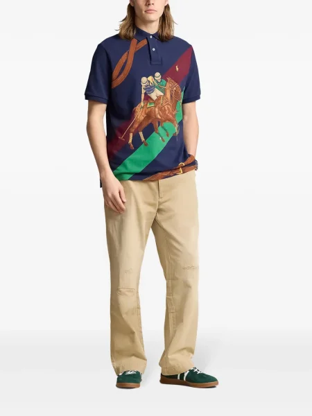 Vunena odgovarati polo majica Polo Ralph Lauren s printom zelena