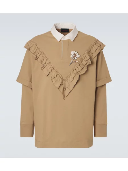 Tricou polo Simone Rocha cu volane bej