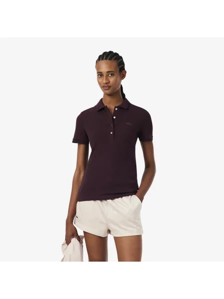 Lacoste Koszulka Polo Slim Fit Z Elastycznego Piqué Bordowa
