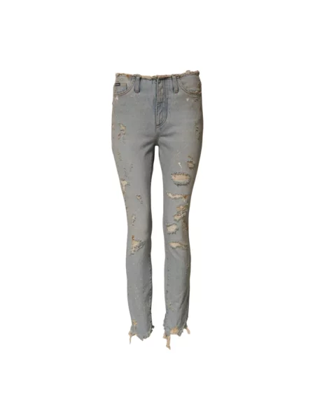 Jeansy skinny Dolce And Gabbana z wysoką talią niebieskie
