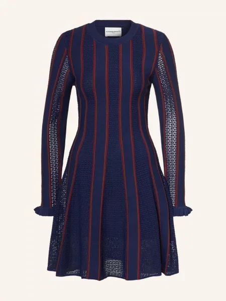 Claudie Pierlot Sukienka Z Dzianiny Z Falbankami blau niebieska