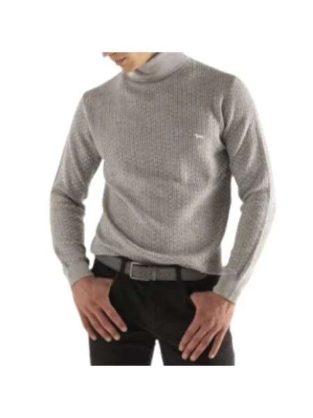 Lniany sweter z golfem Harmont & Blaine szary