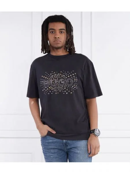 HUGO Tricou Dunic | Relaxed fit negru