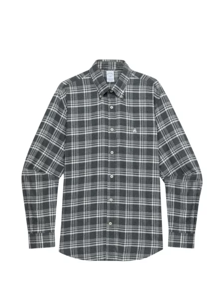 Cămașă Brooks Brothers în carouri din țesătură twill gri