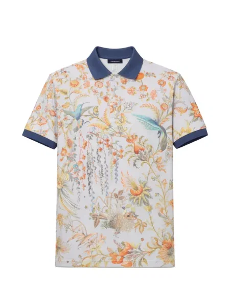 Polo Etro cu model floral cu imagine alb