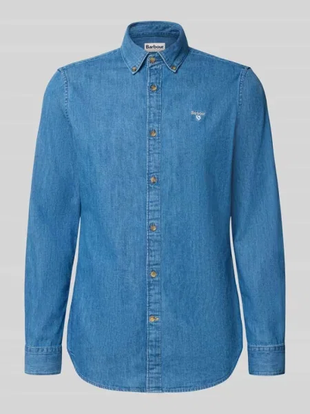 Koszula jeansowa w kroju slim fit z czystej bawełny Barbour niebieska