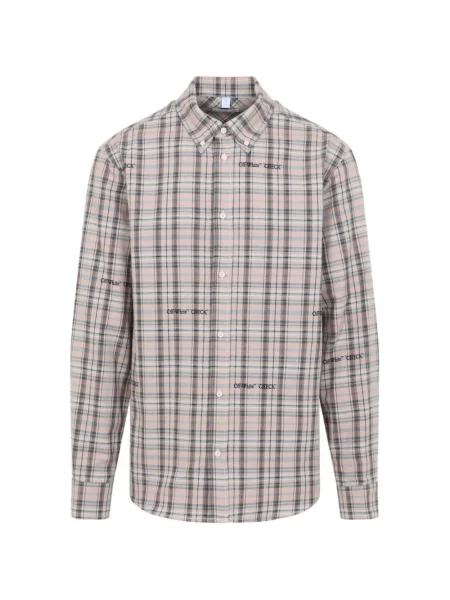 Cămașă Off-white în carouri de flanelă alb