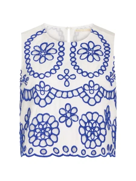 Top Marie Oliver cu broderie alb