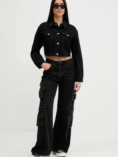 Rifľová bunda Tommy Jeans čierna
