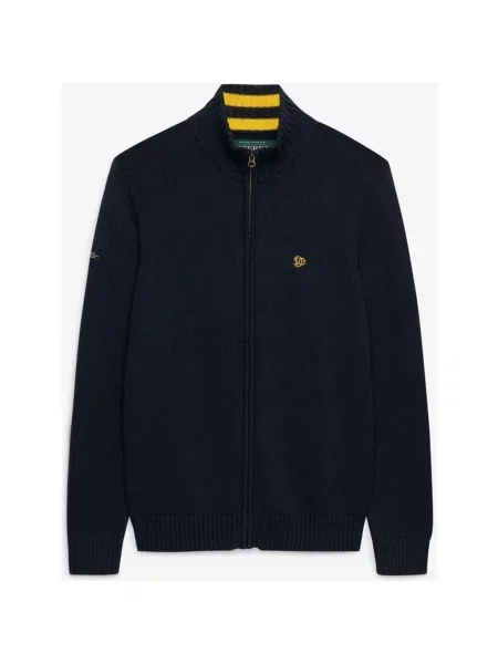 Koszulka Superdry Cotton Full Zip granatowo żółta S niebieska