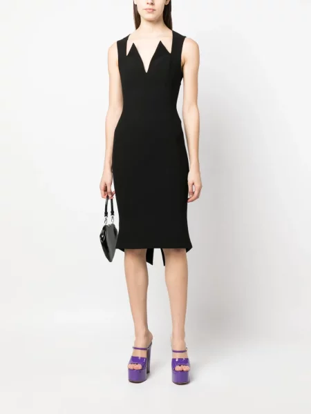 Midi suknelė Moschino v formos iškirpte juoda