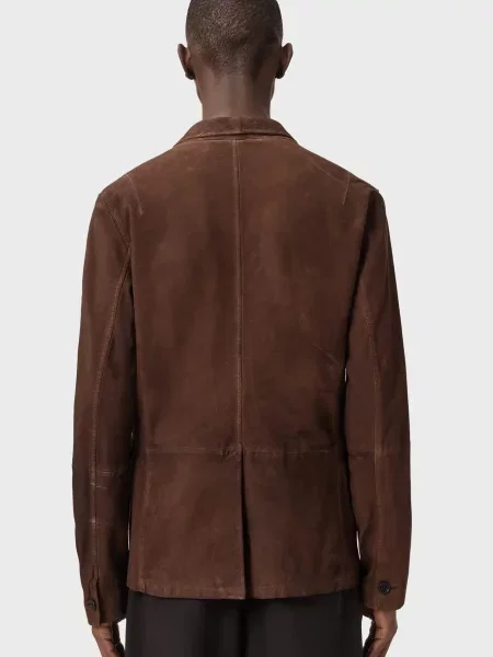 Шкіряний піджак Allsaints коричневий