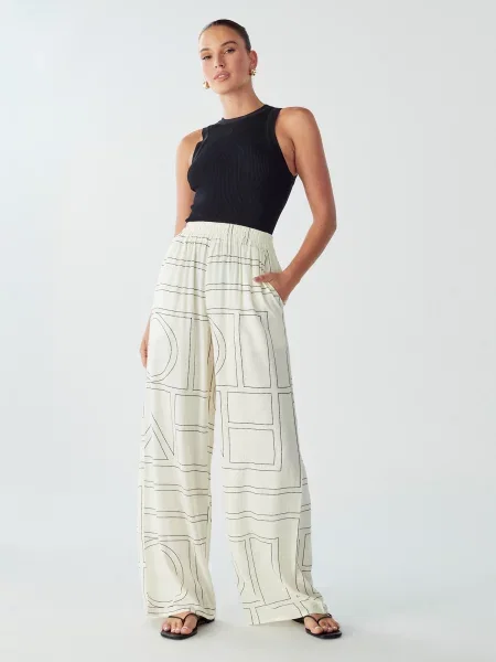 Willa Pantaloni Sky murdar alb