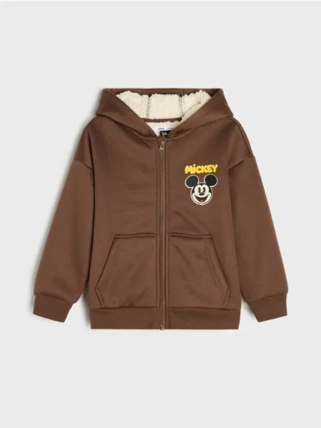 Sinsay Mikina na s kapucí Mickey Mouse tmavě hnědá
