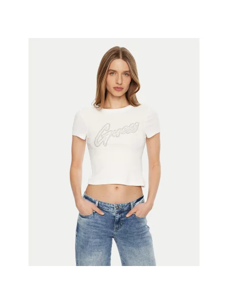 Guess Majica Regular Fit bela