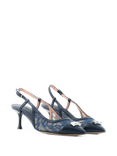 Pantofi cu toc Morobé din dantelă slingback albastru